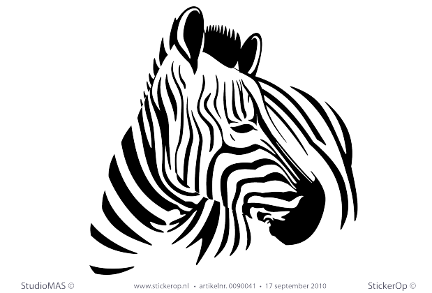 Muurstickers thema muursticker natuur dieren zebra portret