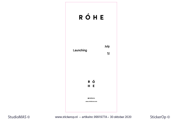 Productstickers 375 stuks 140 x 297 mm - zelfklevend vinyl glans - Les Coyotes de Paris - Róhe lanching july 2021 productsticker Rohe launching july 2021 -Les Coyotes de Paris