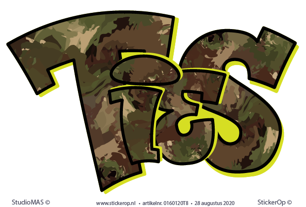 Muursticker graffiti in camouflage kleuren - Ties graffiti camouflage - Ties