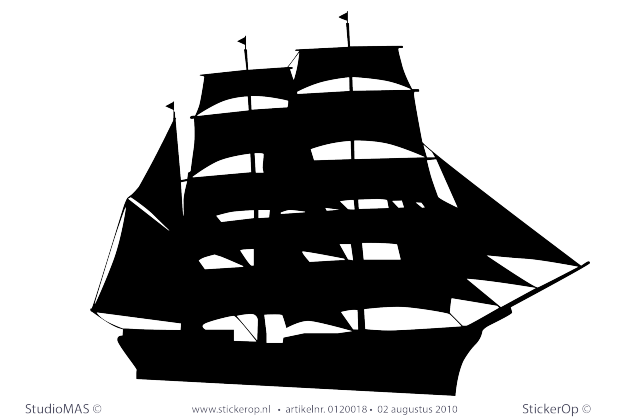 Muursticker thema muursticker zee zeilschip