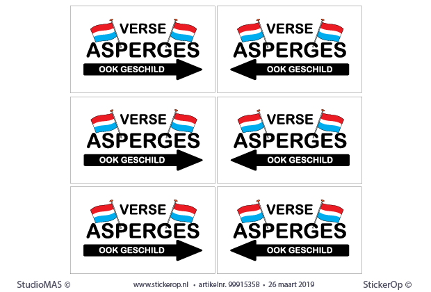 sticker verkoopbord asperges - set voor en achterkant 125 x 75 cm