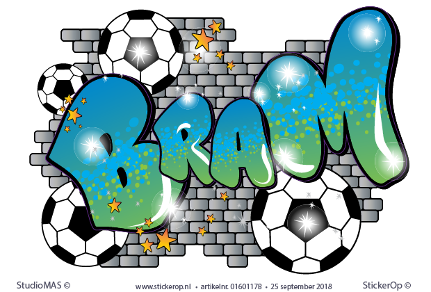 Graffiti muursticker voetbal - Bram