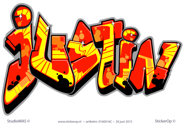 Muursticker graffiti type A - Justin muursticker graffiti type A Justin