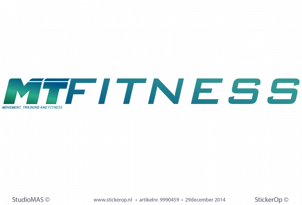 Full colour muursticker zakelijk logo MT Fitness zakelijk logo MT Fitness