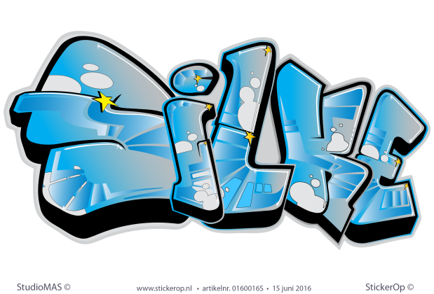 Muursticker full colour graffiti type A - Silke muursticker graffiti typeA Silke