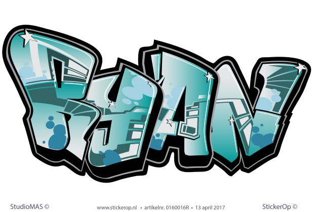 Muurstickers graffiti - Ryan muursticker graffiti Ryan