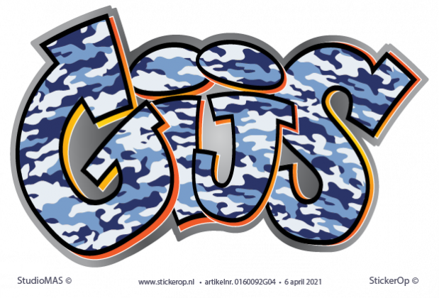 Muursticker Camouflage blauw - Gijs blauw graffiti-Gijs