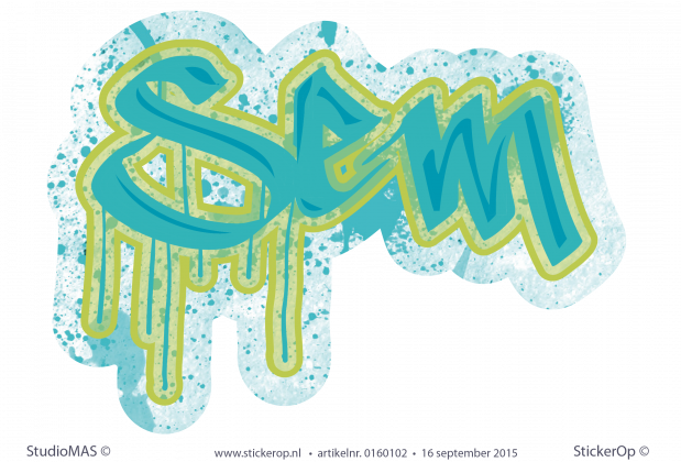 Muursticker graffiti van geboortekaartje - Sem muursticker graffiti Sem