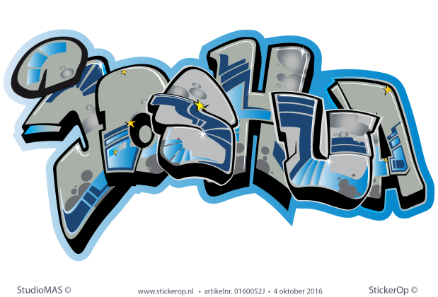 Muursticker full colour graffiti - Joshua muursticker graffiti Joshua