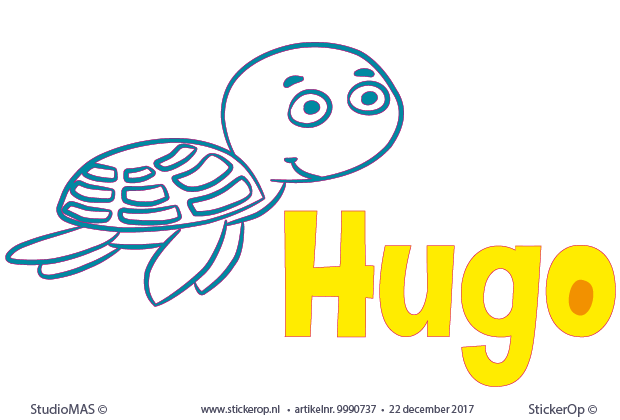 Muurstickers van geboortekaartje - Hugo Muursticker van geboortekaartje - Hugo