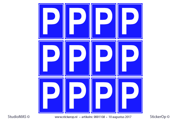 Weerbestendige stickers zakelijke toepassing - Parkeerbord - 12 stuks 29,5 x 42 cm