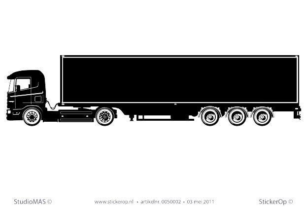 Muurstickers thema muursticker truck met oplegger