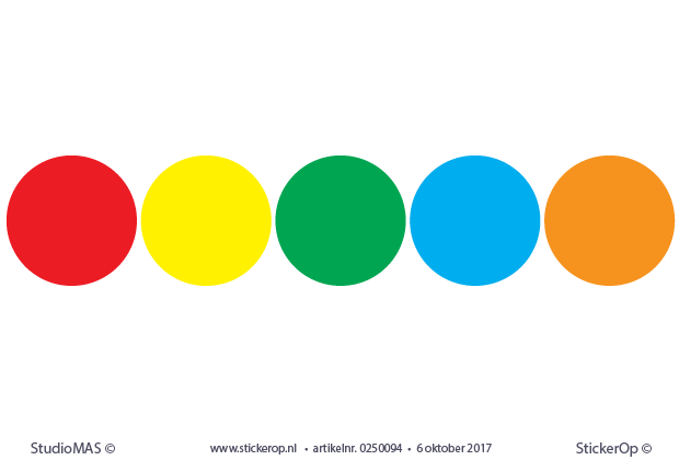 Muursticker stippen 30 cm - 5 stuks 30 cm in verschillende kleuren