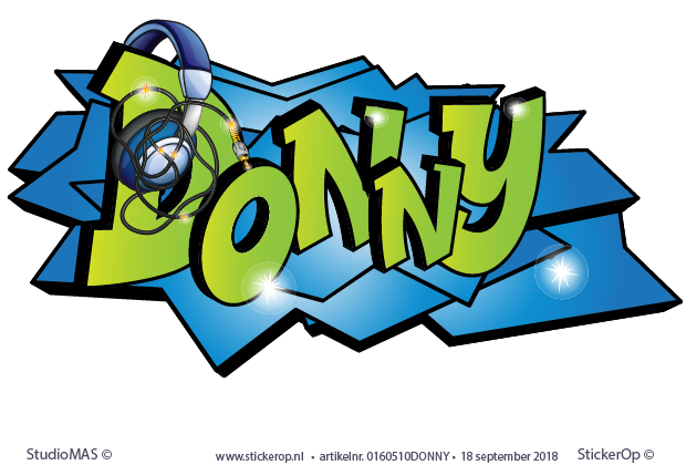 Muurstickers graffiti - naamsticker Donny muursticker muzikale graffiti dONNY