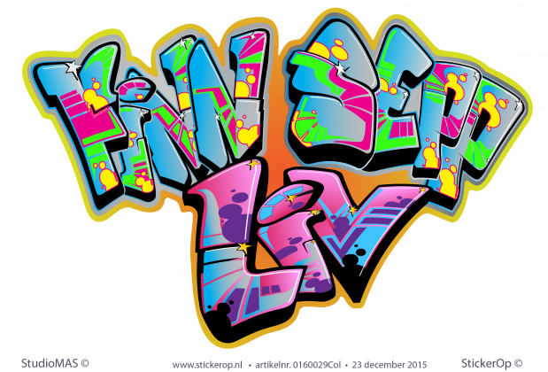 Muursticker graffiti - Meerdere namen - Finn, Sepp en Liv muursticker graffiti Sepp