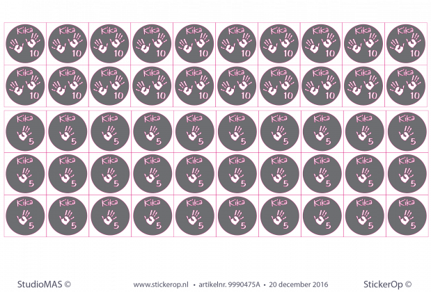 Zelfklevende sjablonen Kika - 20 stuks Kika 10 en 30 stuks Kika 5 - 11 cm. sjablonen kika logo5 2016