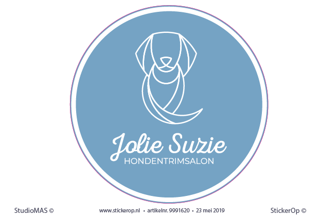 Muursticker zakelijk logo - Jolie Suzie hondentrimsalon zakelijk logo - Jolie Suzie Hondentrimsalon