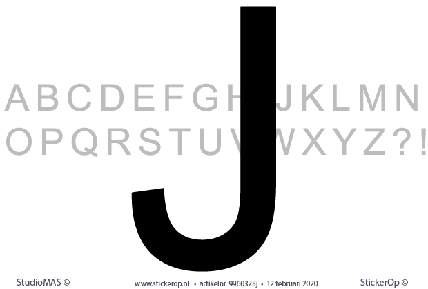 Muurstickers losse letters - lettertype Arial regular - Hoofdletter J losse letters - lettertype Arial Regular - Hoofdletter J