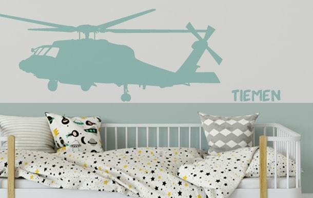 Muursticker vliegen silhouette helikopter-min