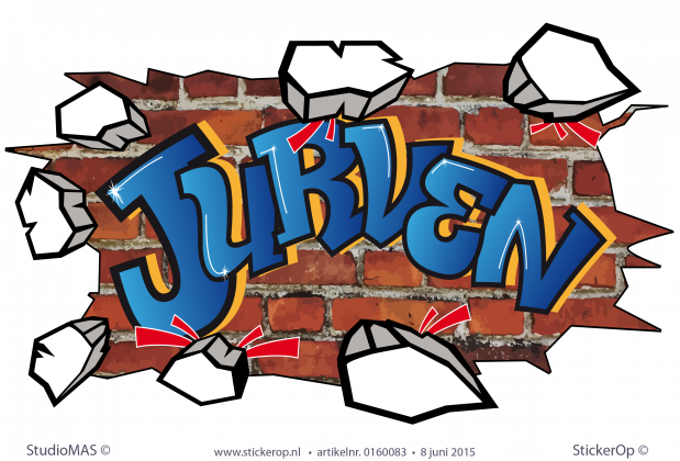 Muursticker full colour graffiti type G - Jurven muursticker graffiti type G Jurven