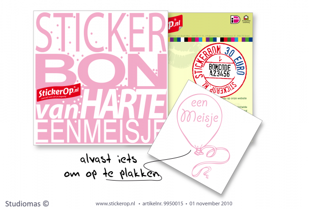 Cadeaubon meisje muursticker cadeaubon van harte een meisje 30 euro