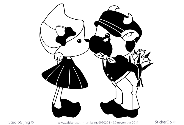 Muurstickers thema muursticker kinderkamer dutch kissing