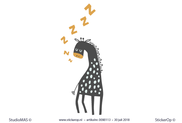 Muurstickers wilde dieren slapende Giraf