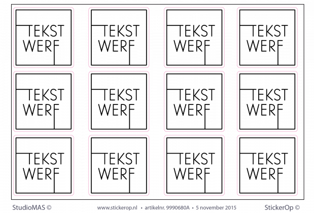 Logo stickertjes op wit vinyl - 4x 12 stuks 6,2 x 6,2 cm - op handige A4 vellen zakelijke logo stickertjes TekstWerf