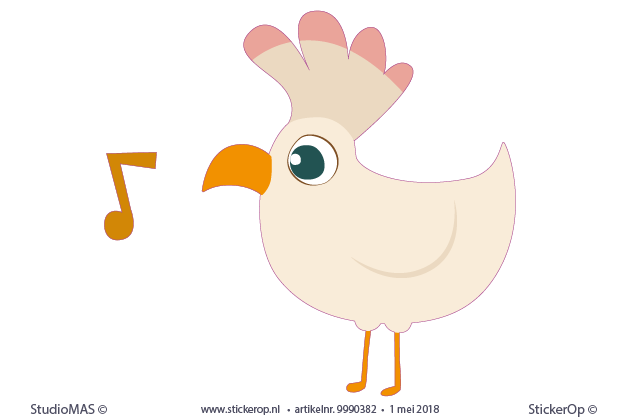 Muurstickers van zelf aangeleverde tekening - Nicky's vogel - muurstickers eigen ontwerp - Nickys vogel