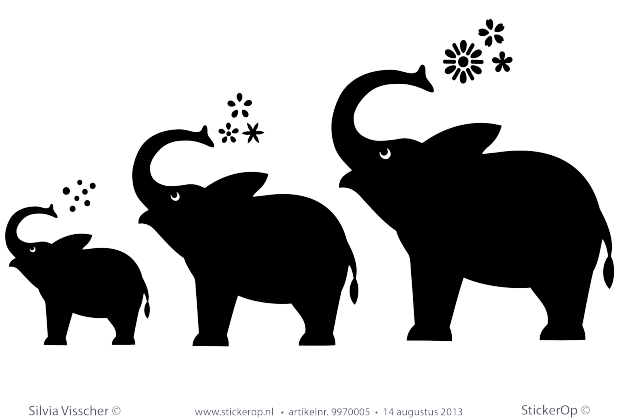 Muurstickers thema muursticker kinderkamer familie olifant