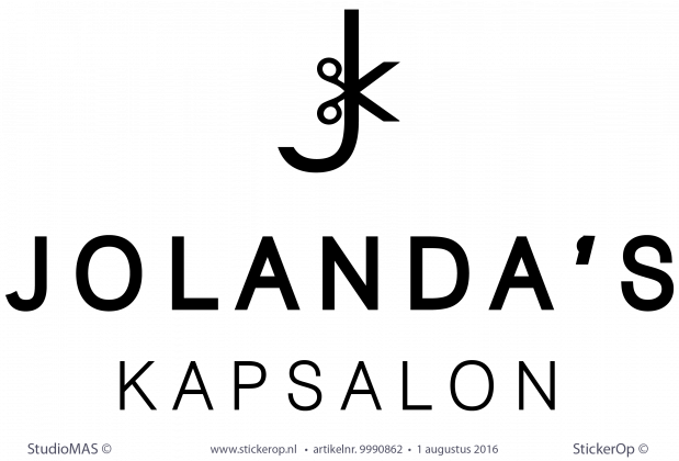 Muursticker zakelijk logo Jolandas kapsalon