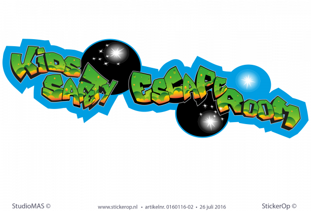 Muurstickers full colour graffiti - Kids safety escaperoom muursticker graffiti Kids safety escaperoom