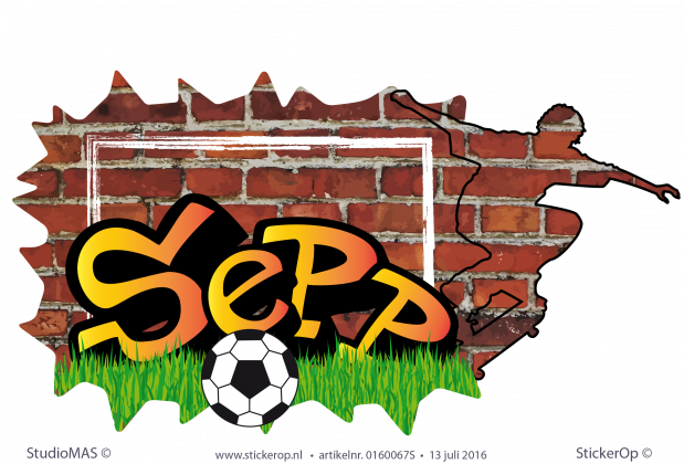 Muurstickers full colour graffiti type F - Sepp muursticker graffiti sportieve Sepp