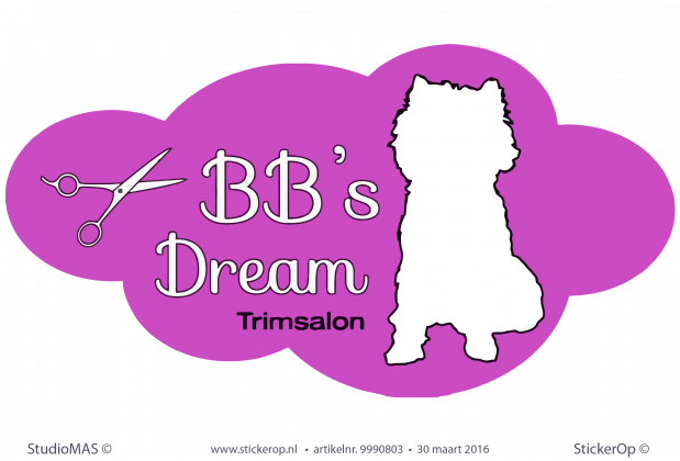 Muurstickers zakelijk logo - BB's trimsalon Muurstickers zakelijk logo BBs trimsalon