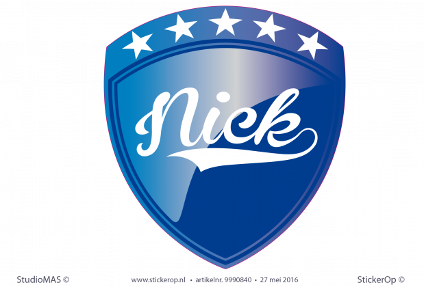 Muursticker van zelf aangeleverd ontwerp - Naamschild Nick Naamsticker Nick