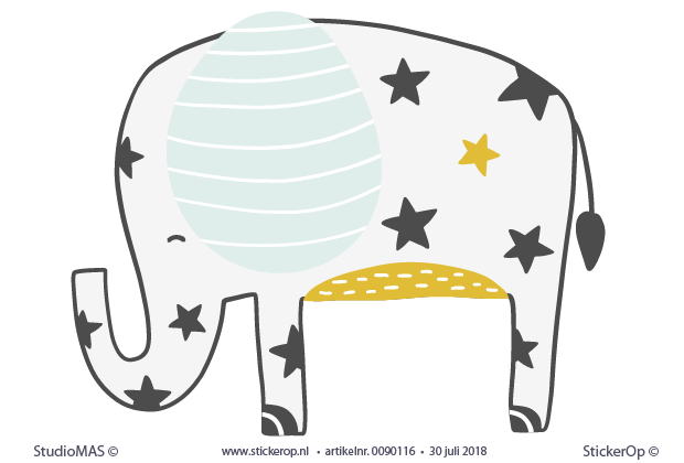 Muurstickers wilde dieren Olifant is een ster
