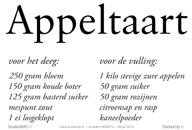Muurstickers thema “keuken”- Recept appeltaart Muurstickers Keuken Appeltaart : Muurstickers thema “keuken”- Recept appeltaart