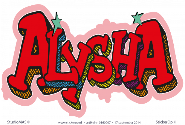 Muurstickers full colour graffiti - Graffiti Alysha muursticker graffiti Alysha