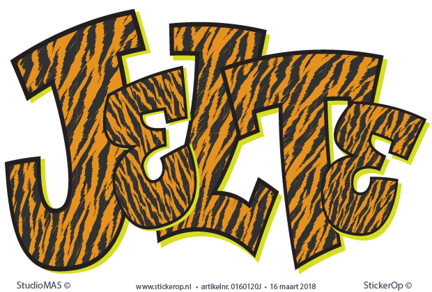 Muurstickers graffiti met tijgerprint - Jelte muursticker graffiti tijgerprint Jelte