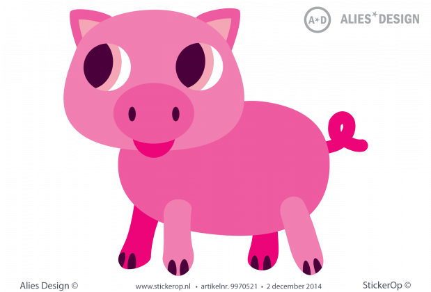 Muurstickers thema muursticker alies design varken