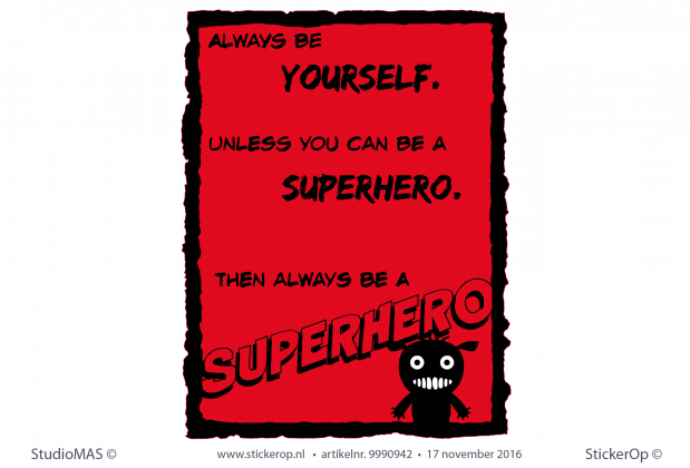 Muursticker van zelf gemaakt ontwerp - Marjolein's Superhero Muursticker eigen ontwerp Marjolijns Superhero
