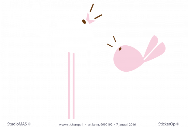 Muursticker van eigen tekening - Anouk's vogeltjes muursticker eigen tekening Anouks vogeltjes