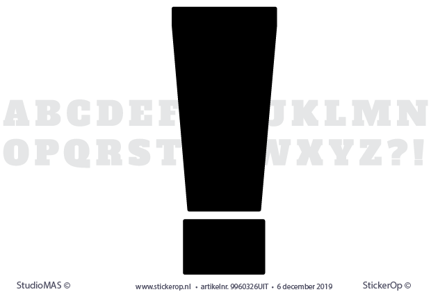 Muursticker losse letters - lettertype Alfa Slab One - Uitroepteken losse letters - lettertype alfa slab one - Uitroepteken