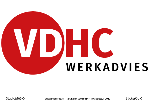 Deursticker van bedrijfslogo - DVHC werkadvies van bedrijfslogo - VDHC werkadvies