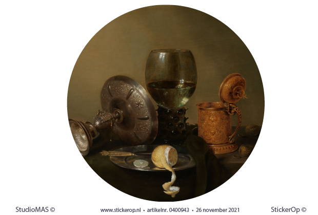 Stilleven met vergulde bierkan - Willem Claesz Heda 1634 - ronde uitsnede rijksmuseum - Stilleven met vergulde bierkan - Willem Claesz Heda 1634