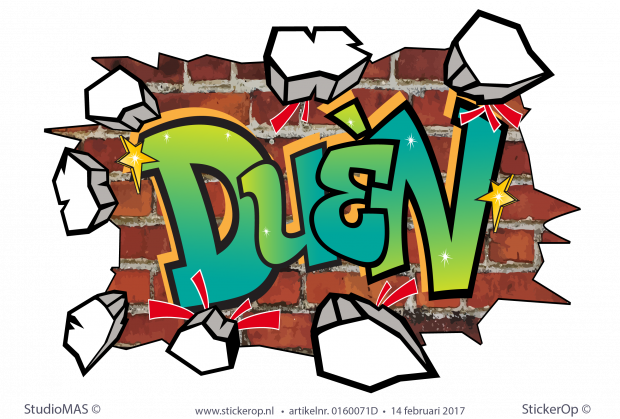 Muursticker thema graffiti type G - Duèn muursticker graffiti Dun