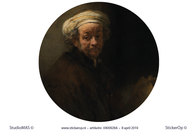 Zelfportret als de apostel Paulus - cirkel uitsnede - Rembrandt van Rijn als de apostel Paulus-Rembrandt van Rijn-cirkel