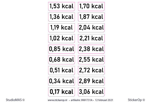 stickers traptreden - Calorieën verbranden 18 treden - witte sticker met zwarte tekst - 30 x 10 cm. - trapstickers calorien 18 treden