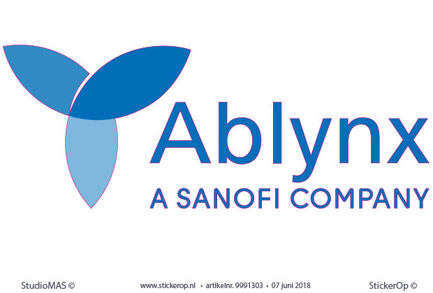 Muur-, deursticker zakelijk logo - Ablynx muurstickers zakelijke toepassing -logo Ablynx