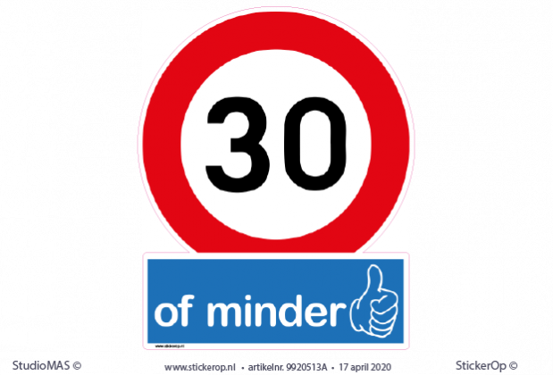 Kliko stickers 30 km of minder - per set van 2 stuks 30 of minder